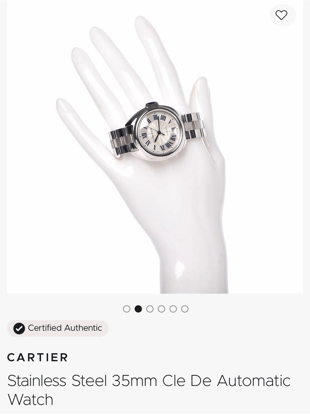 Cartier Silver Stainless Steel Round Dial Bracelet Watch